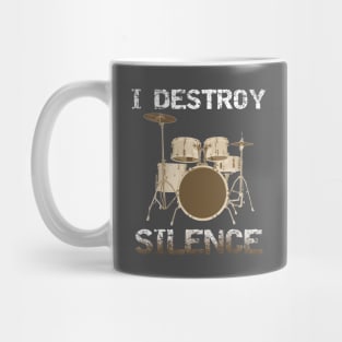 Destroy Silence - Fun Vintage Drummer Shirt Drum Set Gifts Mug